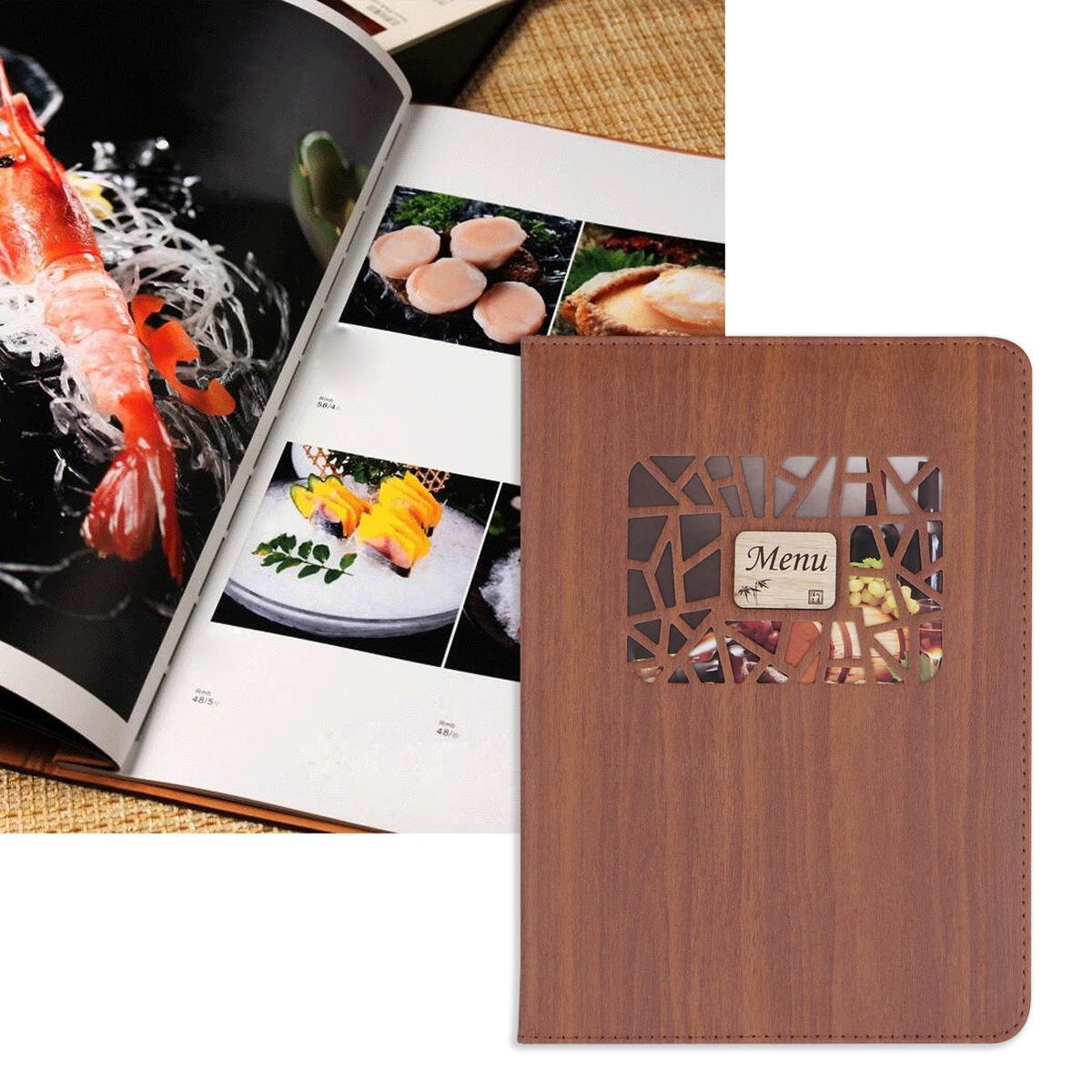 Menu Cover Leather Menu Holder Double Views Table Menu Cover for Restaurants Diners Cafes Bistros(8880)