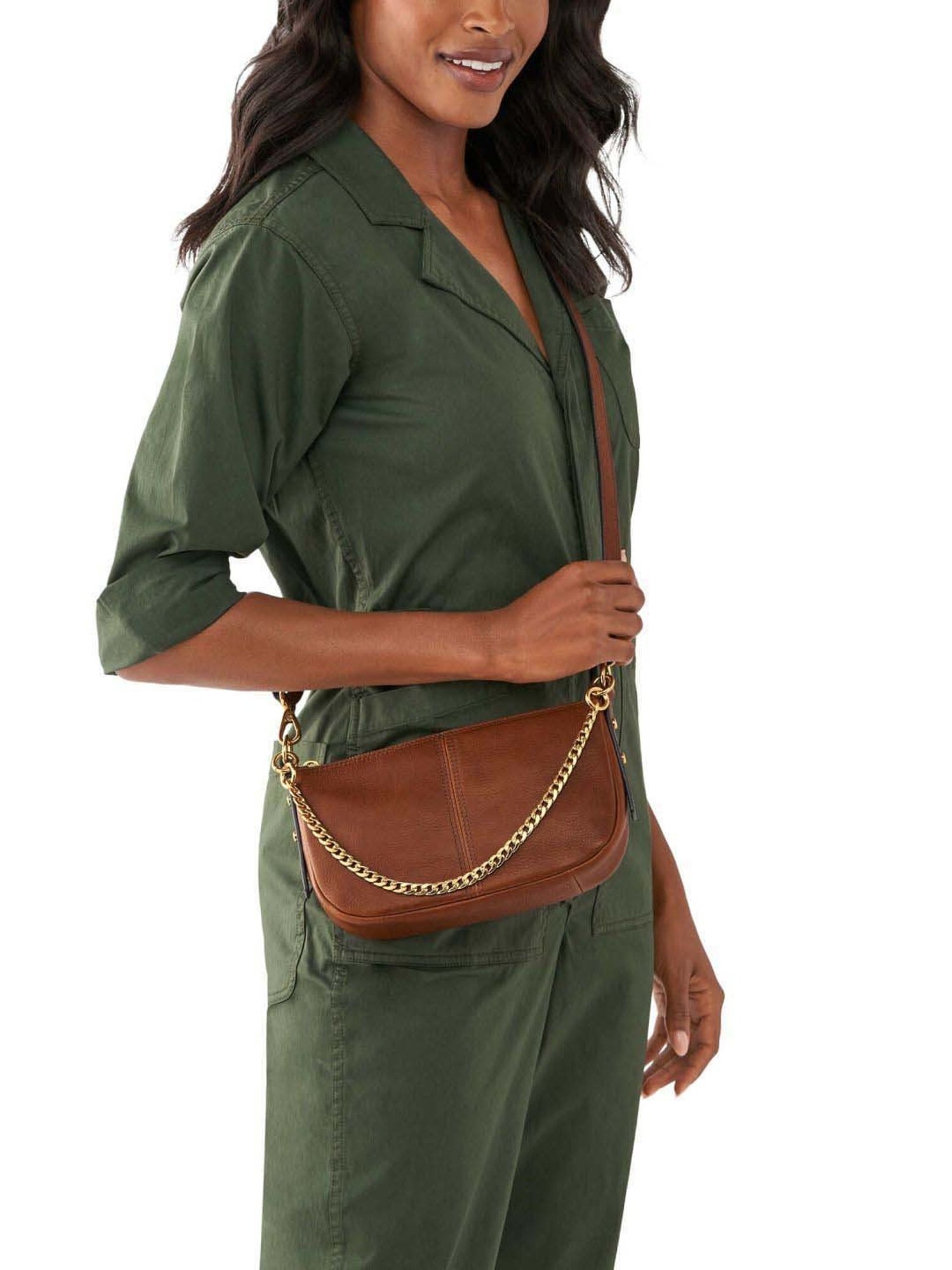 Fossil Jolie Brown Solid Medium Handbag