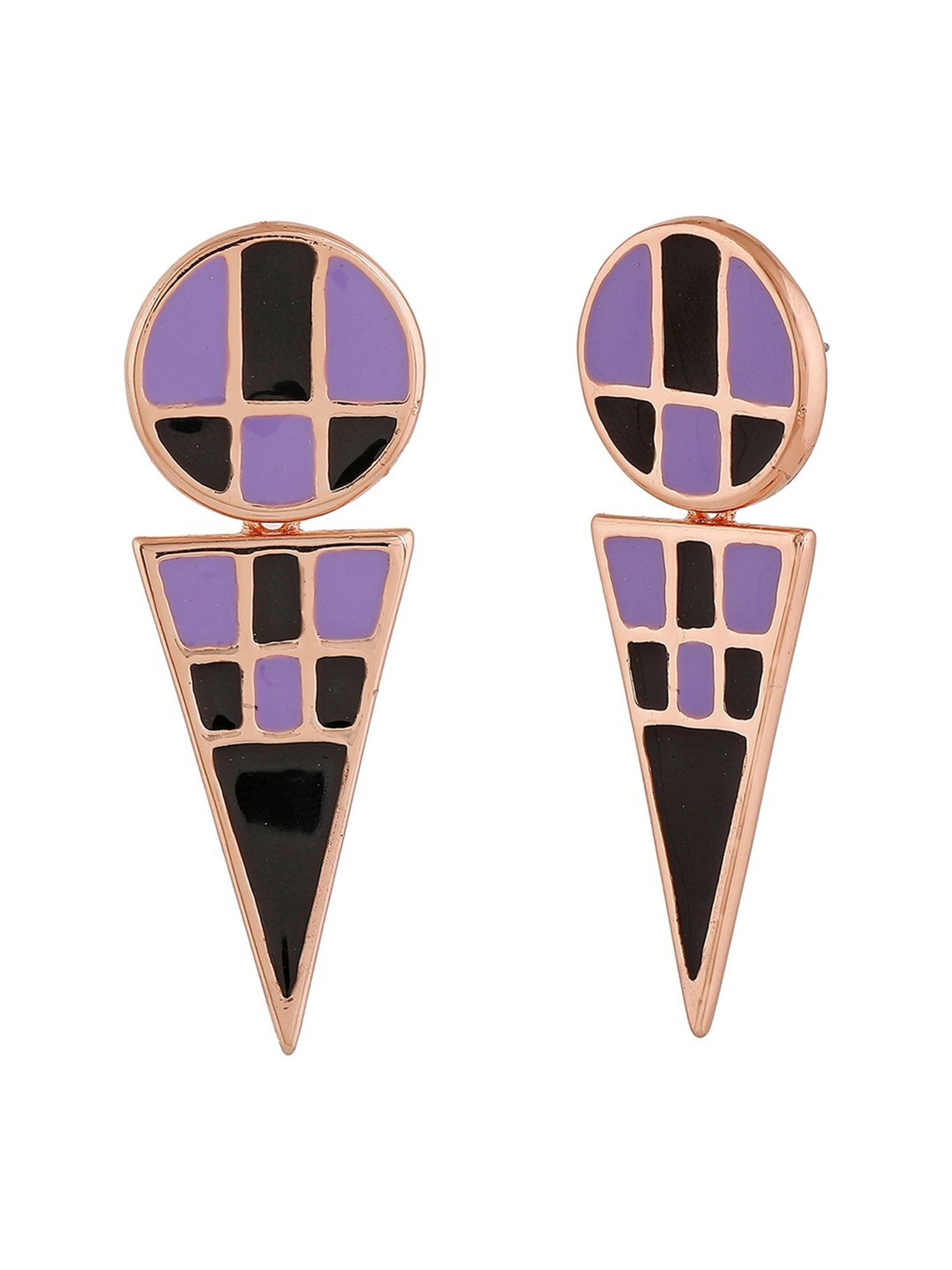 Estele Rose Gold-Plated Geometric Designer Dangler Earrings