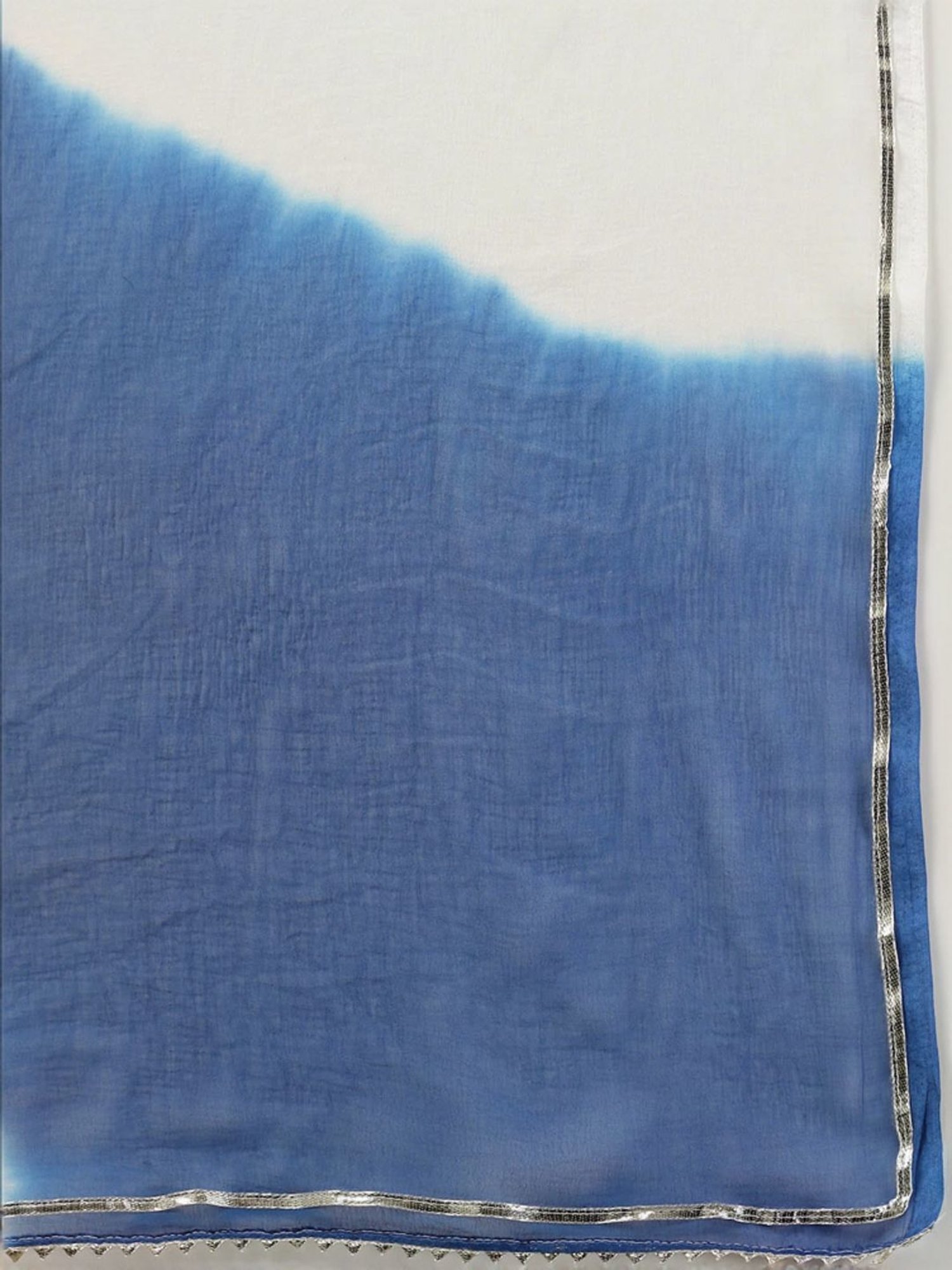 Stylum Blue & White Bandhani Print Kurta & Pant Set With Dupatta