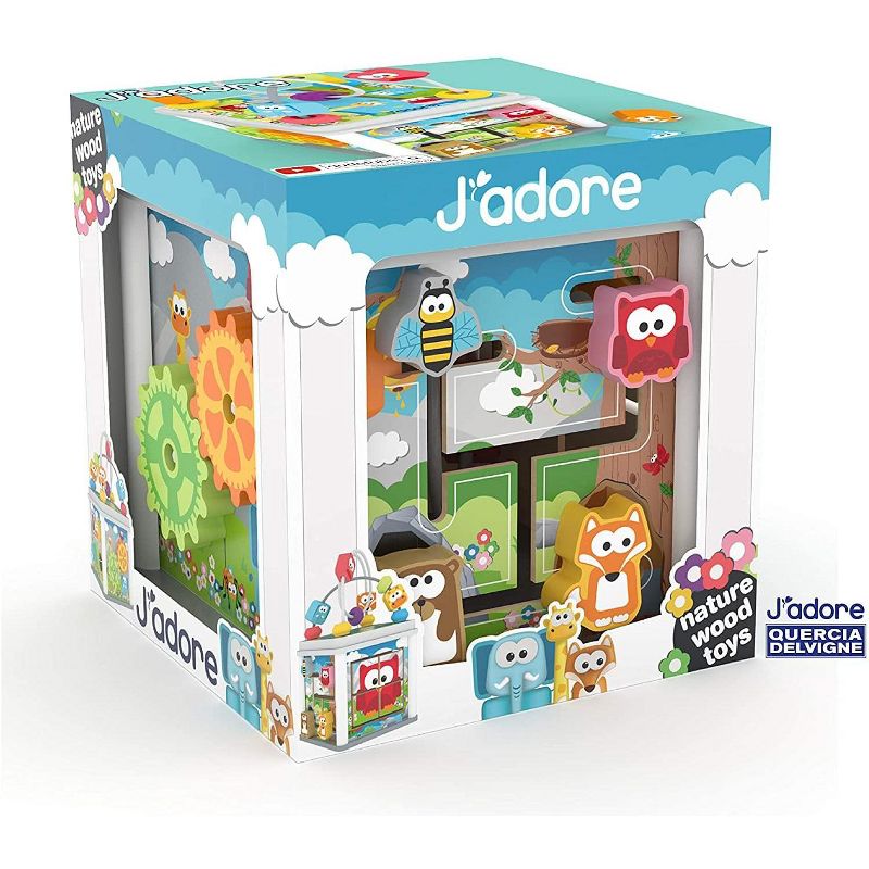 J'adore Wooden Zoo Animal Mini 5-in-1 Activity Cube Center
