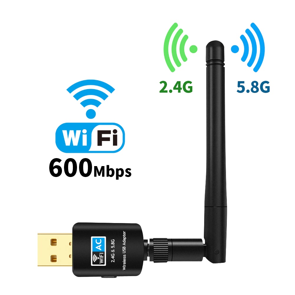 Sale 600Mbps USB Wifi Adapter 5.8GHz+2.4GHz USB Wifi Receiver Wireless Network Card usb wifi High Speed Antenna Wifi Adapter