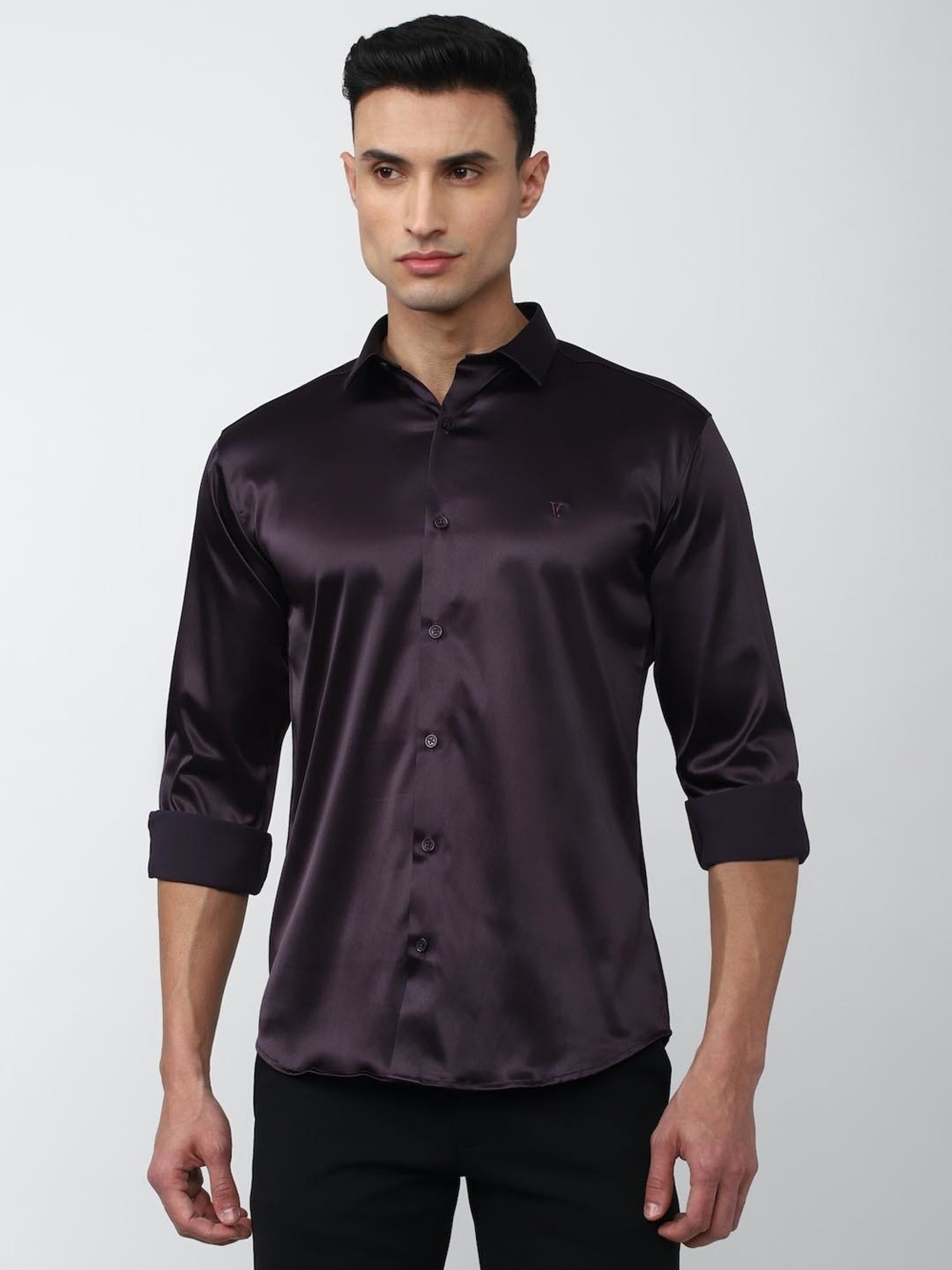 V Dot Purple Slim Fit Shirt