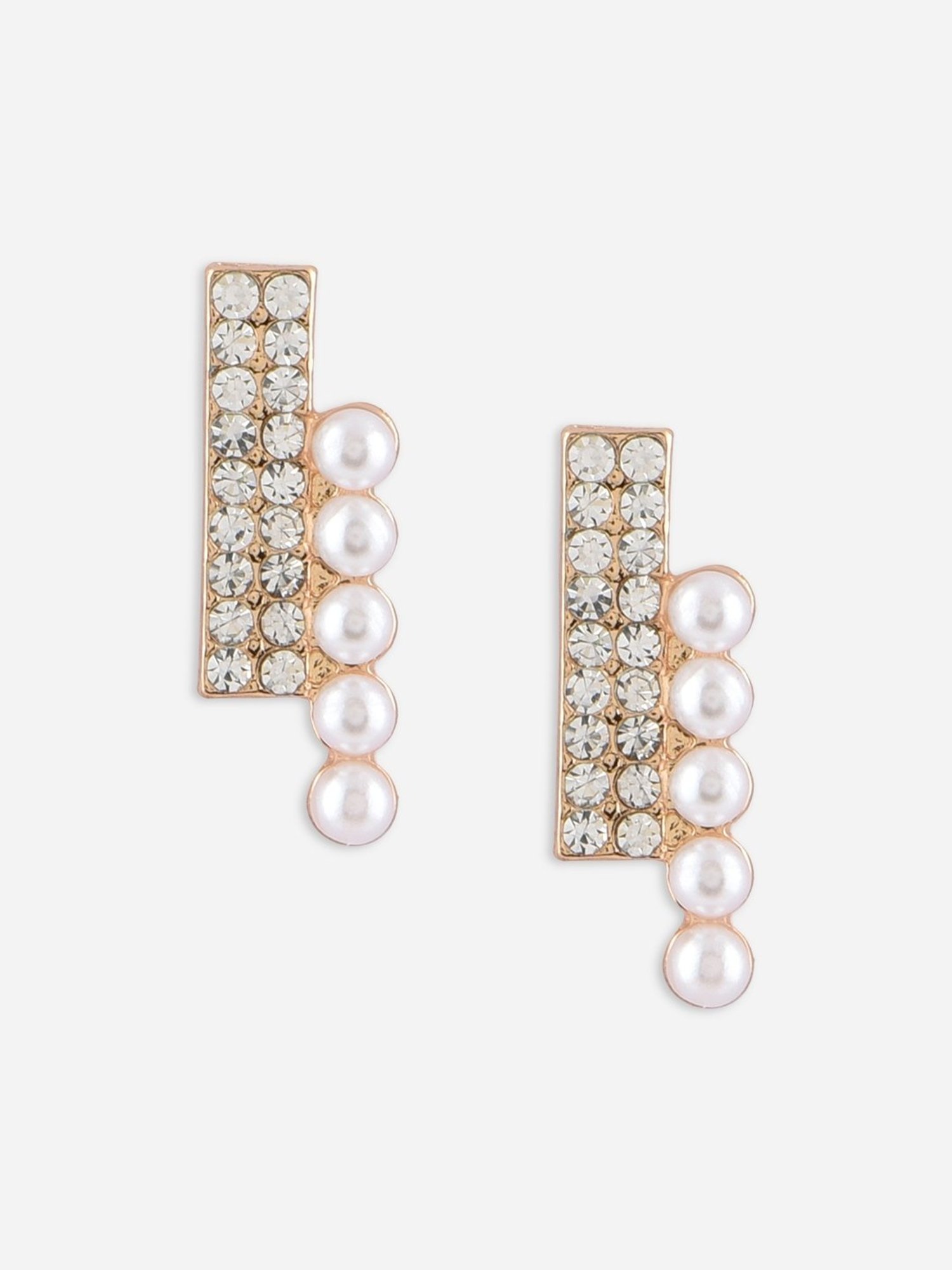 ToniQ Charming Fusion Look Alloy White Stud Earrings for Women
