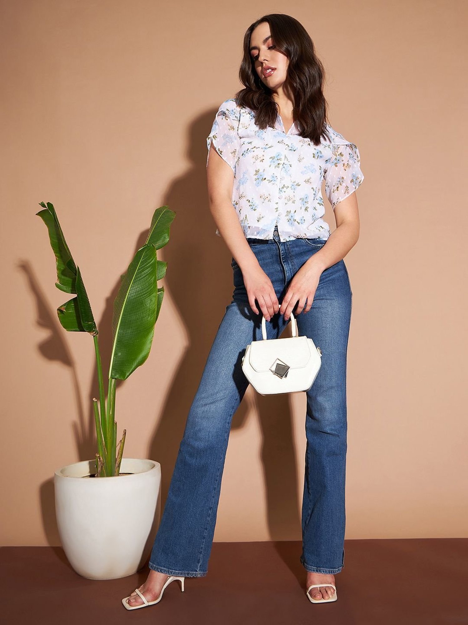 Marie Claire White Printed Top