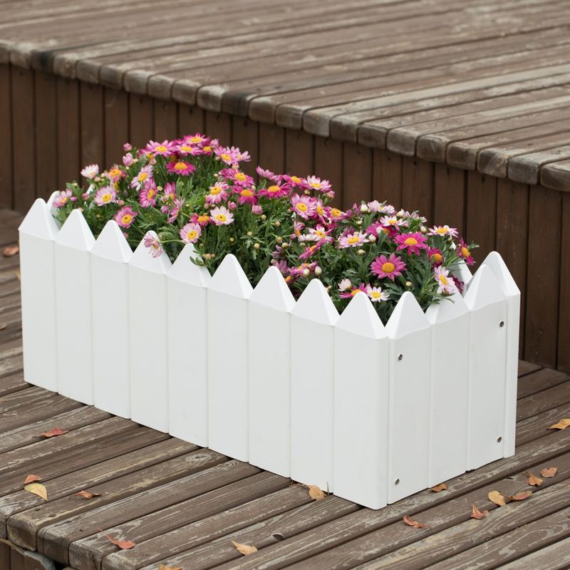 Gardenised Rectangular Traditional Fence Design Vinyl Planter Box