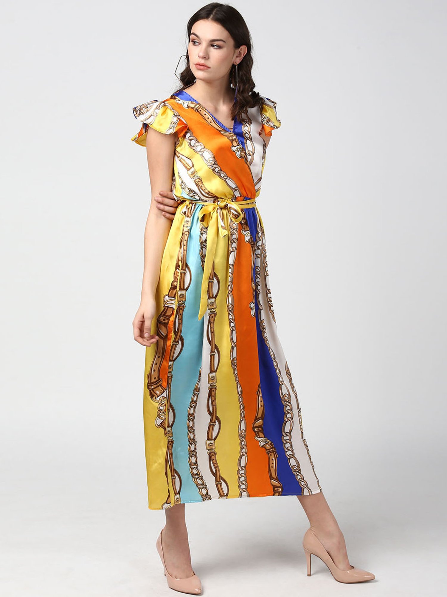 StyleStone Multicolor Printed Midi Dress
