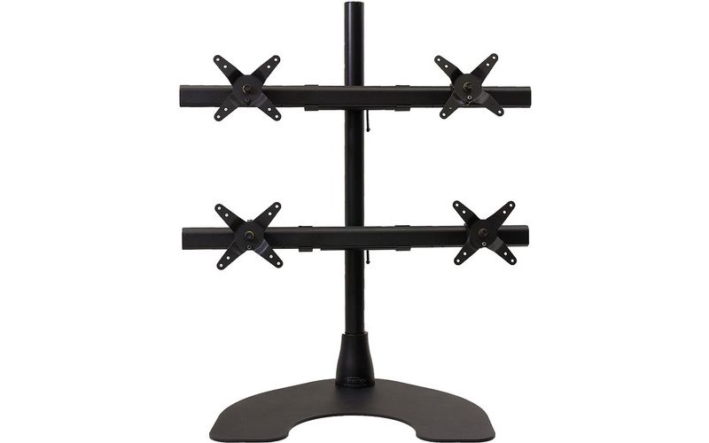 Ergotech Quad HD LCD Monitor Desk Stand - 28" pole - Black - Quad 2 over 2 w/Heavy Duty Stand