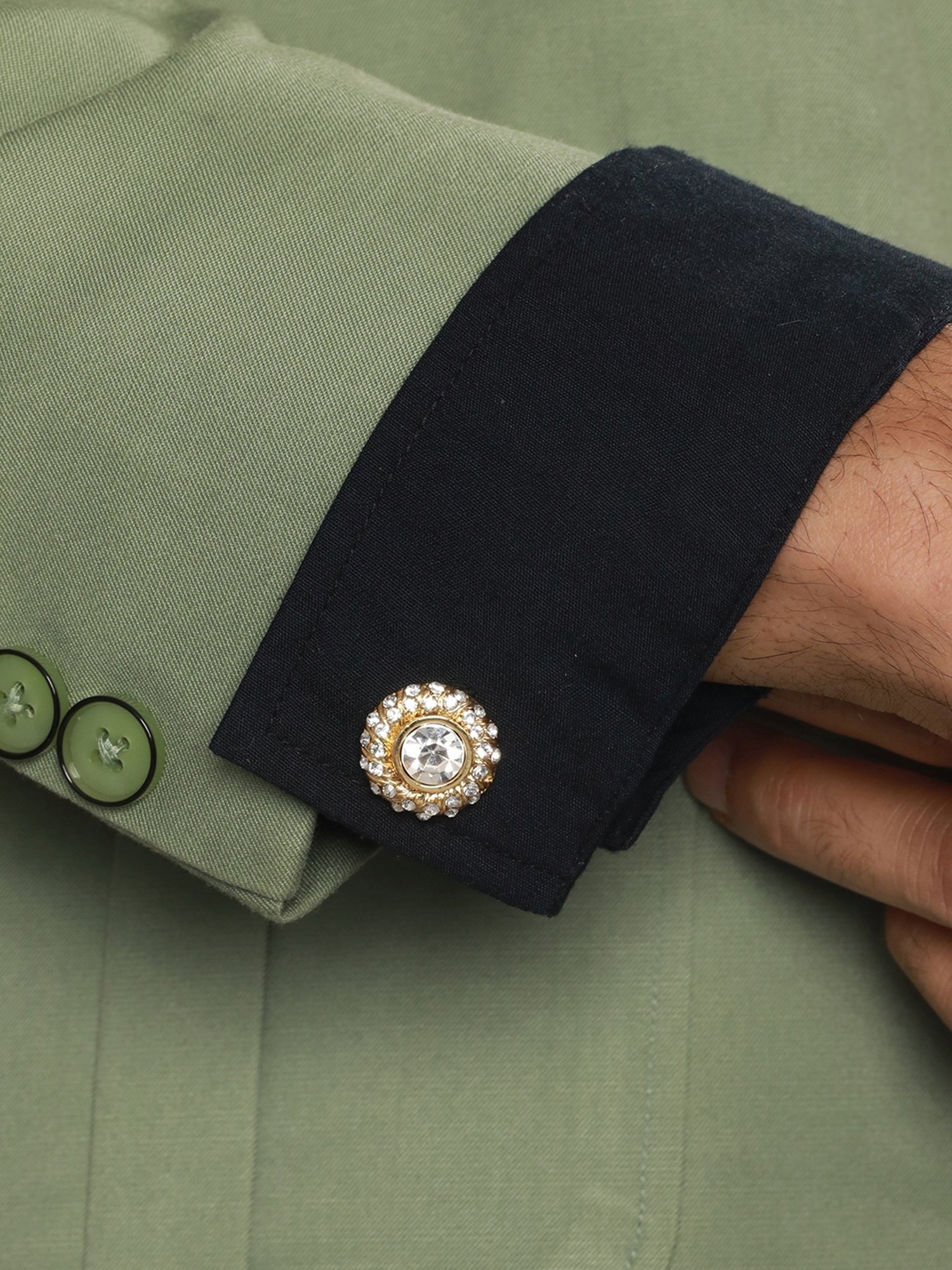 Bold by Priyaasi Halo Circle Golden Cufflinks for Men