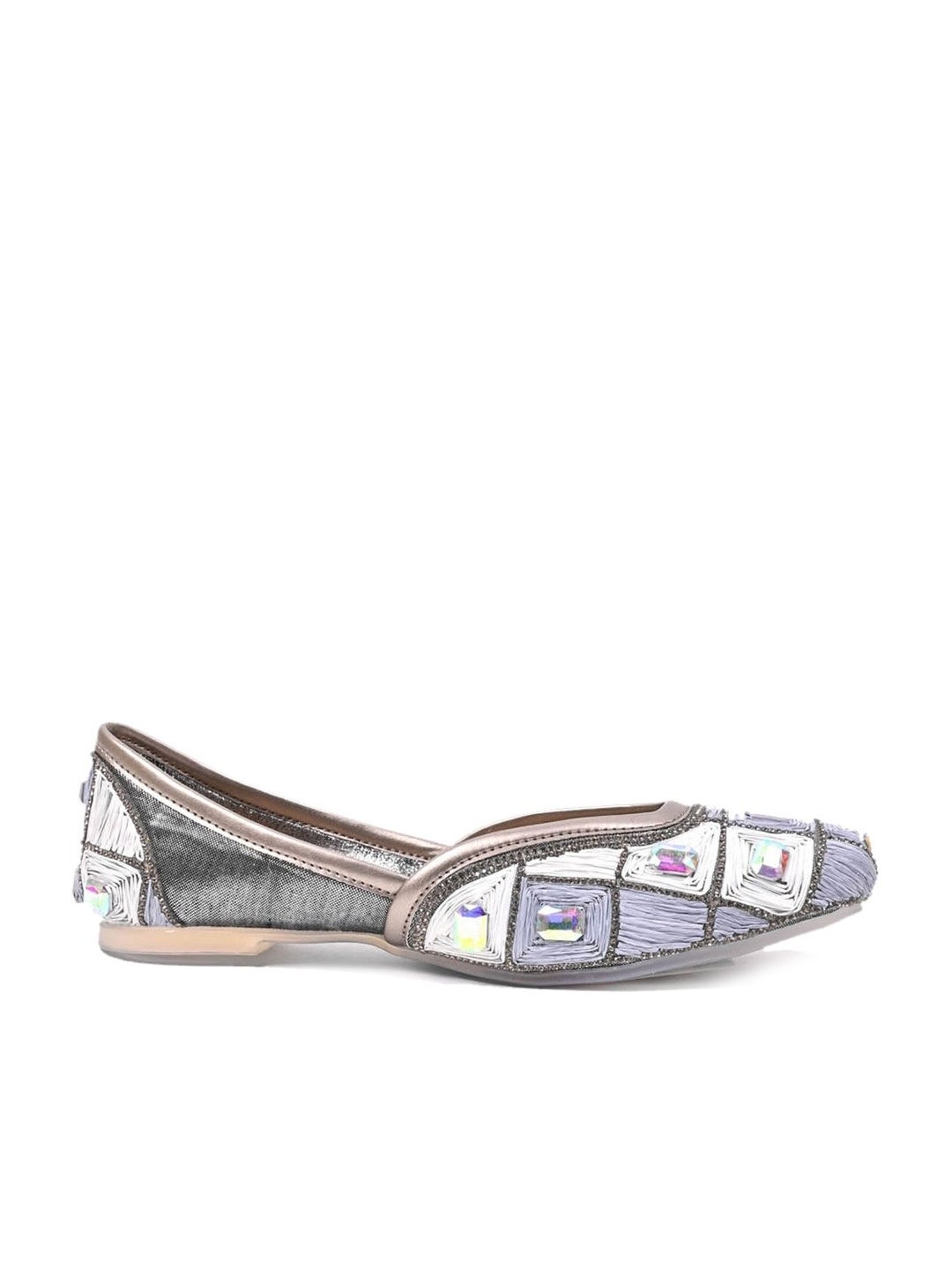 Jove Women's Grey Ethnic Juttis