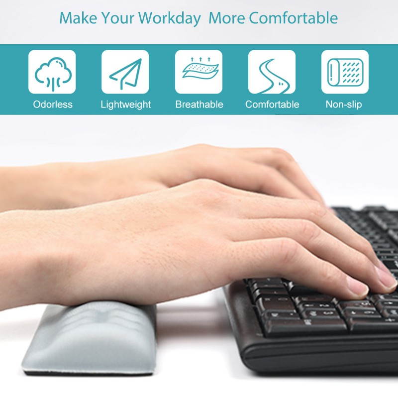 Gel Memory Foam Set Keyboard Wrist Rest Pad, Mouse Wrist Cushion Support for Office, Computer, Laptop, Mac, Comfortable, Lightweight for Easy Typing Pain Relief, Gray