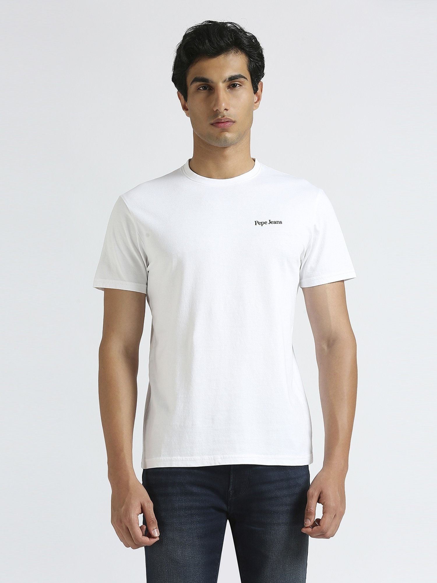 Pepe Jeans White Cotton Slim Fit Logo Printed T-Shirt