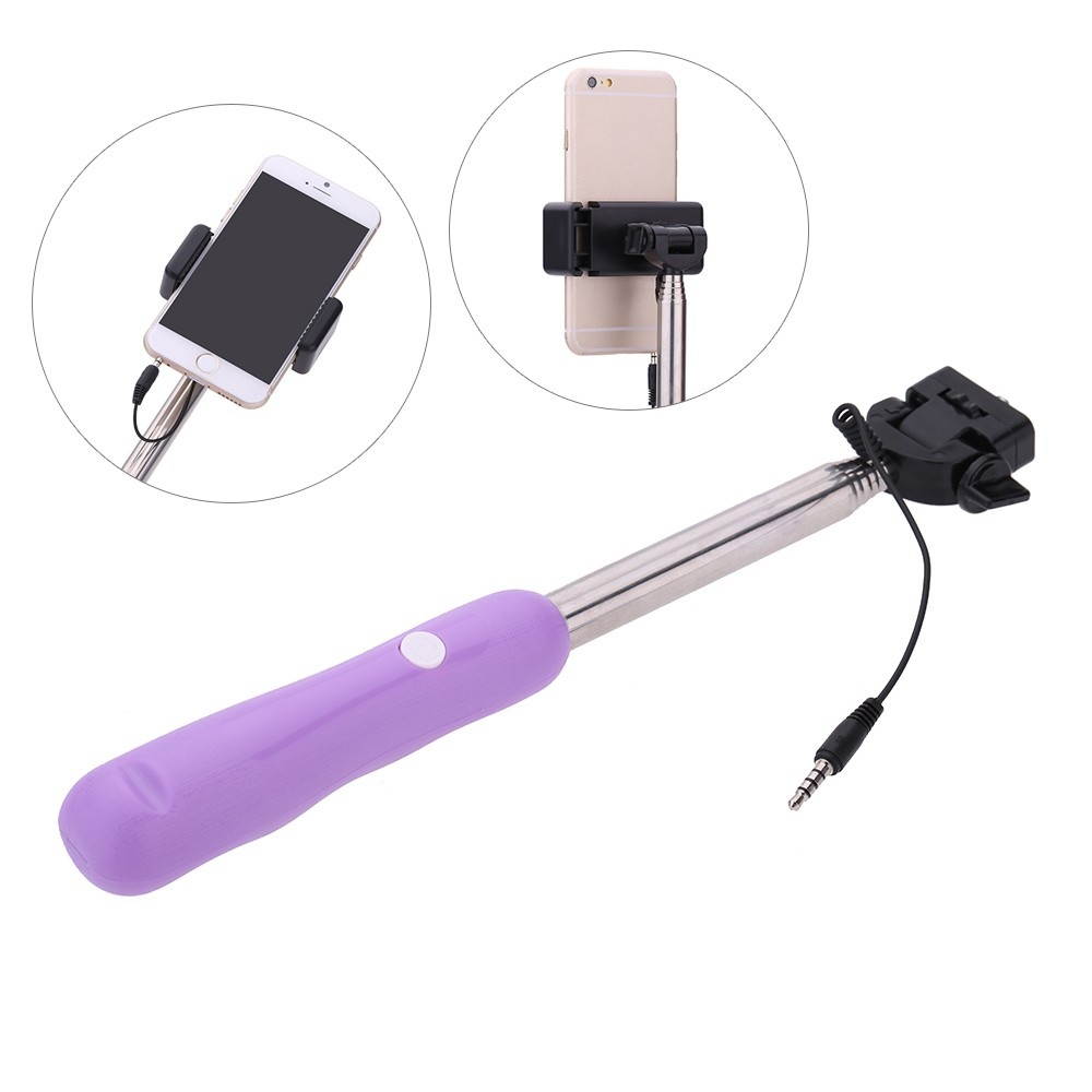Wired Cable Remote Shooting Control Shutter Telescoping Extending Pole Selfie Monopod Stick Holder 180&deg;