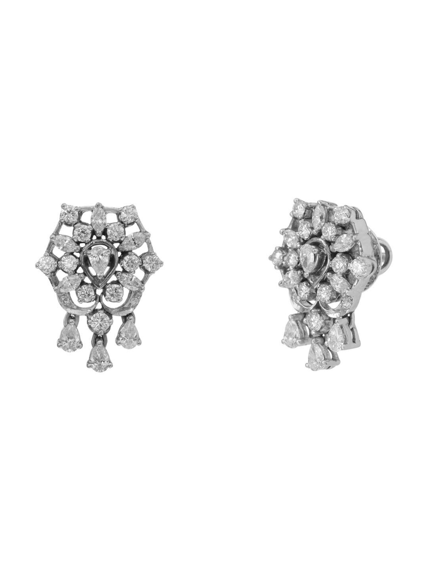 CKC 18k Gold & Diamond Earrings with White Rhodium Polish for Women