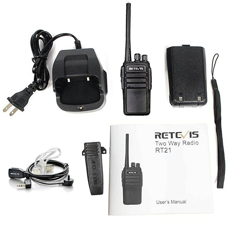 Case of 5 RT21 Walkie Talkies for Adults Long Range Handfree Rugged Two Way Radio with Earpiece for Commercial Construction Warehouse Security 2 Way Radios