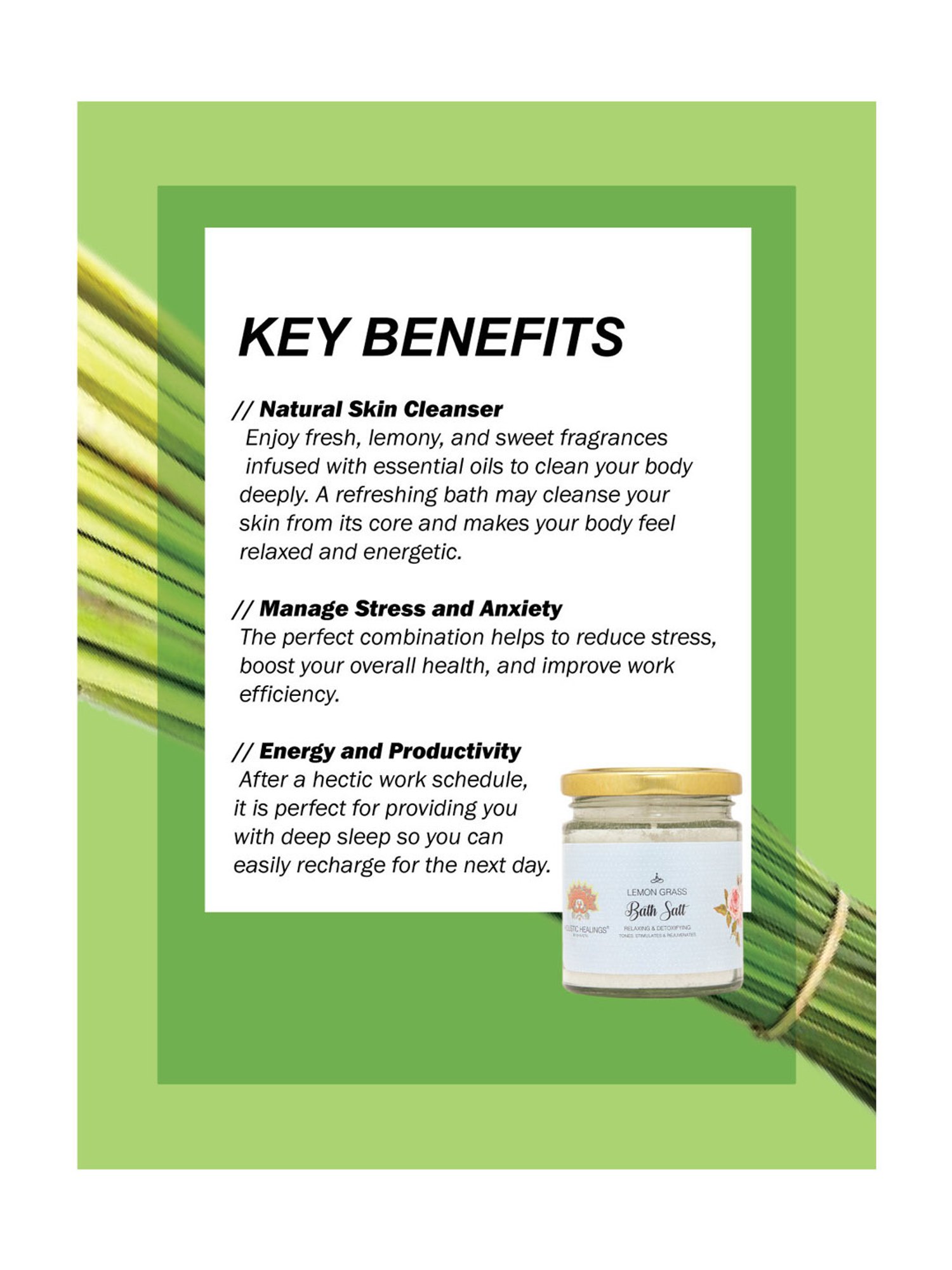 Holistic Healings By Shaveta Bath Salt Lemongrass - 200 gm