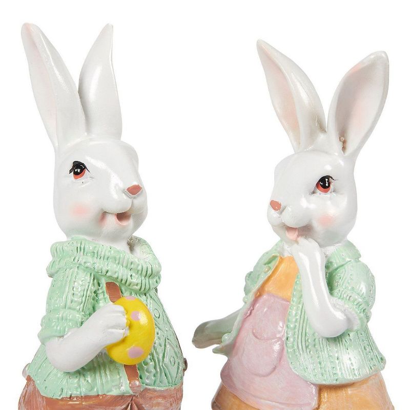 Juvale Set of 2 Easter Bunny Figurines for Rustic Home Decor, 2"