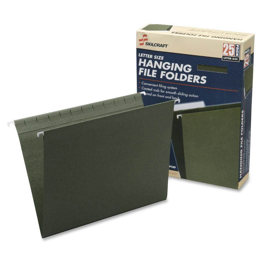 Hanging File Folders 1/5 Cut Letter-size 25/Box Green