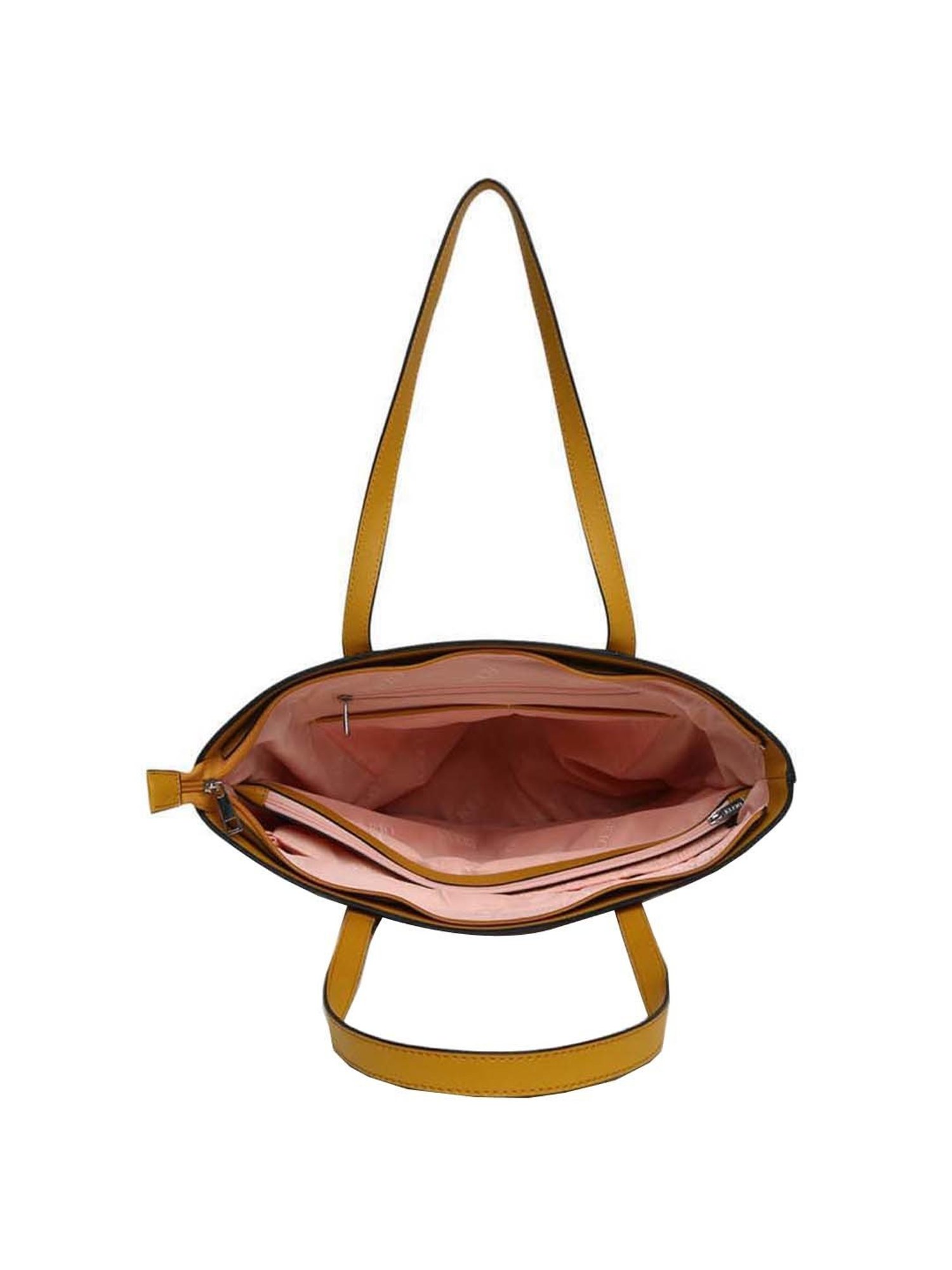 KLEIO Mustard Solid Medium Tote Handbag