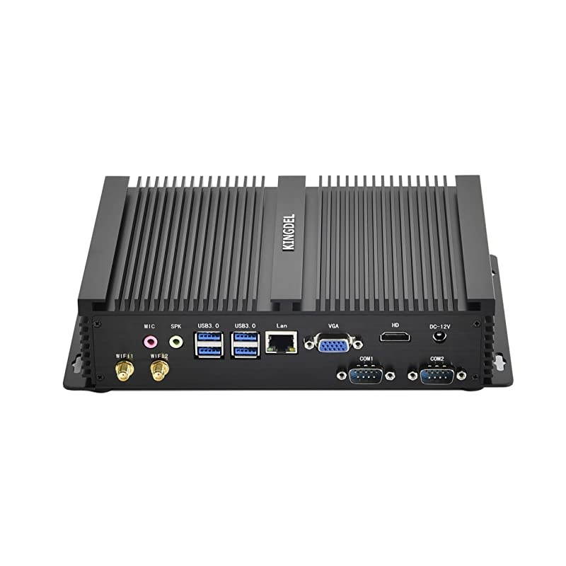 Fanless Industrial Computer with Intel i7 CPU, 16GB RAM, 256GB SSD, 2xCOM RS232, 4xUSB 3.0, HD Port, VGA, Wi-Fi, Windows 10, Metal Case