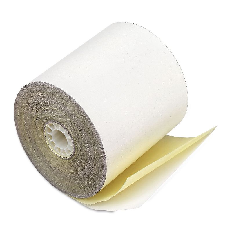 Iconex Impact Printing Carbonless Paper Rolls 3" x 90 ft White/Canary 90770470