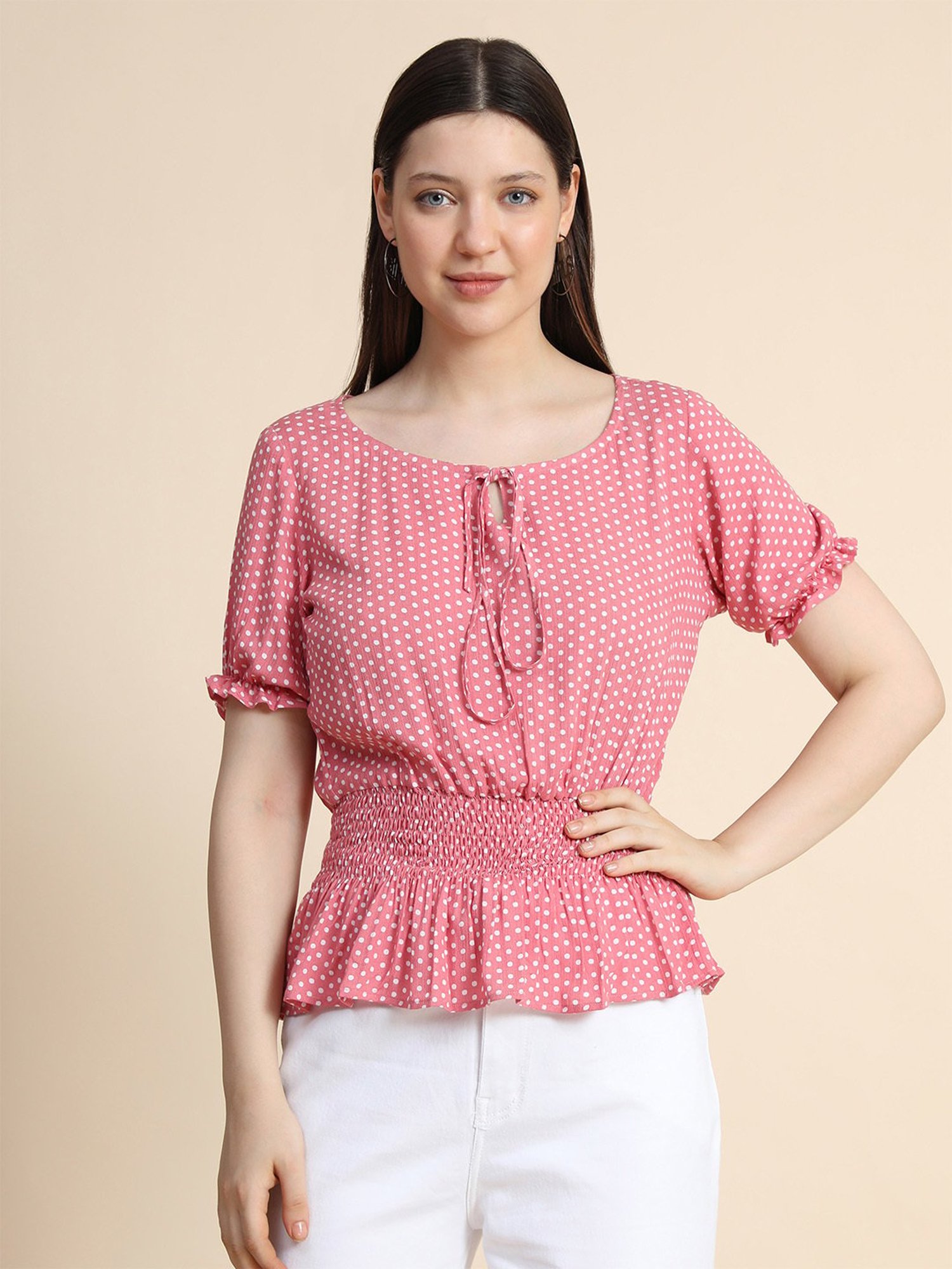 KERI PERRY Baby Pink Printed Top