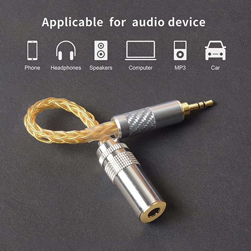 M3F4 44mm Female Plug to 35mm Male PlugHeadphones Audios Connection Adapter Cables Balanced Output Adapter Balanced Cable Plug AdapterGold Plated Plug Gold