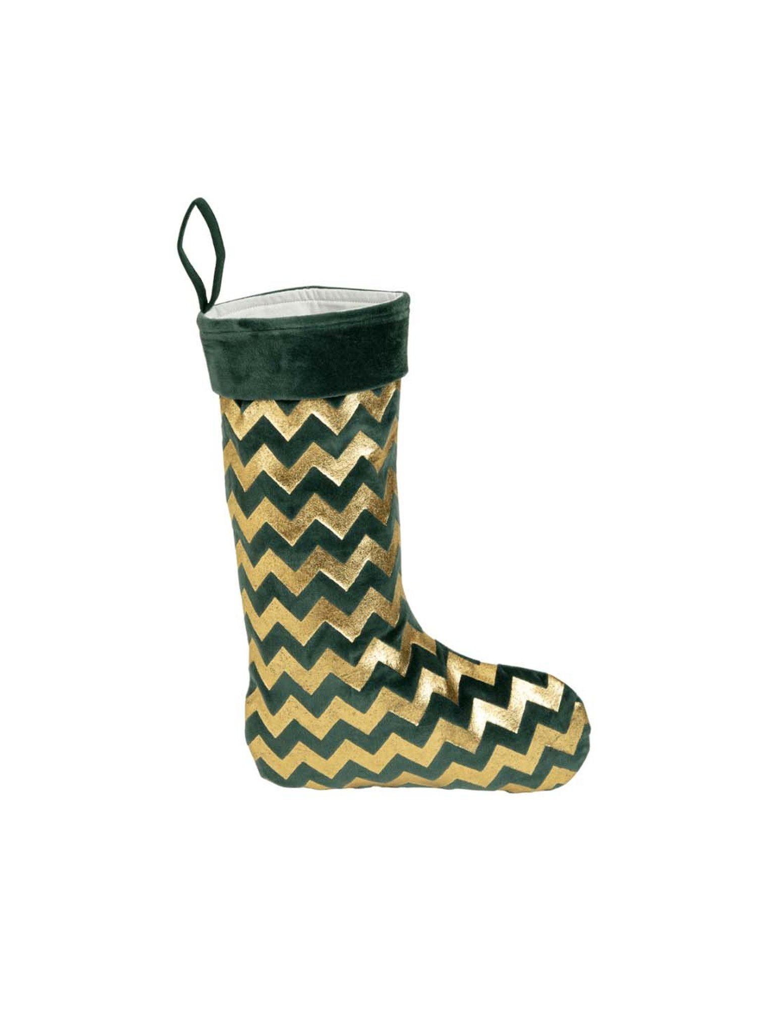 Home4U 'CASPER' Dark Green & Golden Velvet Christmas Sock - Set of 1