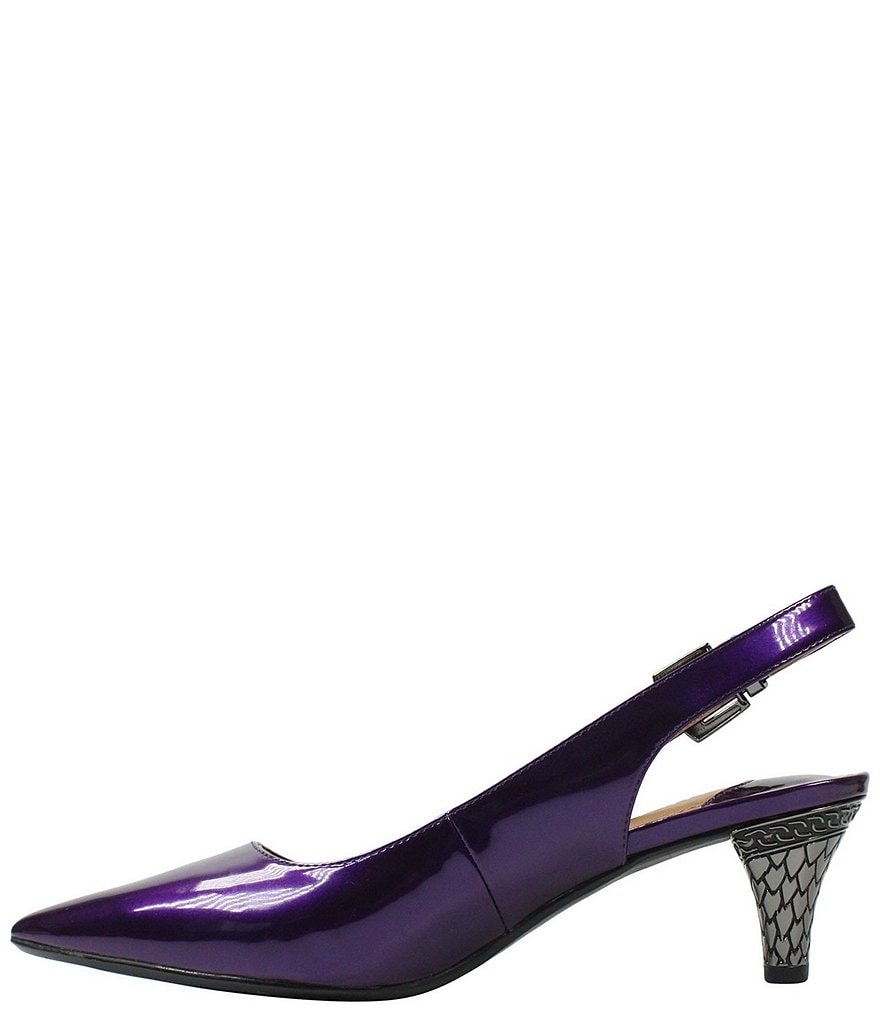 J. Renee Mayetta Slingback Pearlized Patent Dress Metal Heel Pumps