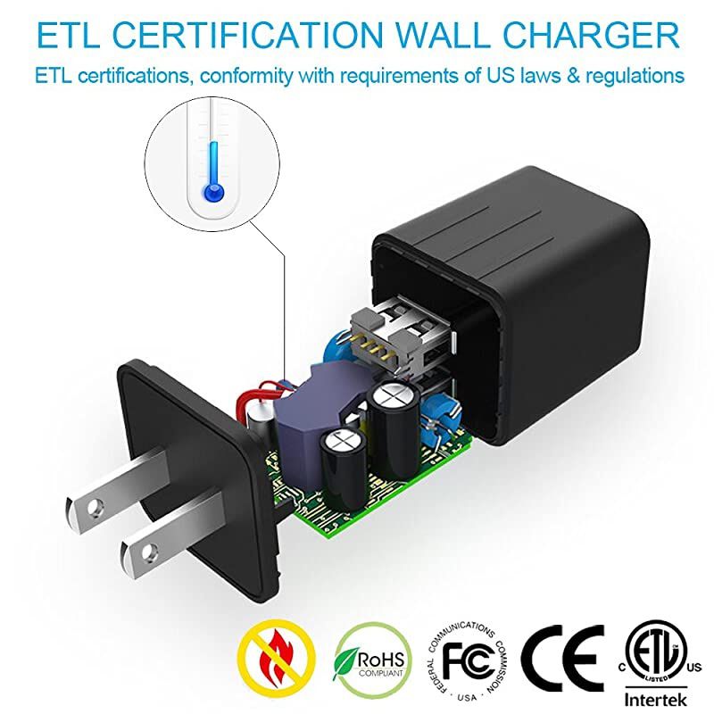 iPhone Charger  Fast Charging 2Pack 6Ft Nylon Braided Lightning Cable Data Sync Transfer Cord with 2Port Plug Wall Charger ETL Listed Compatible with iPhone XS MAXXRX876S6PlusiPad