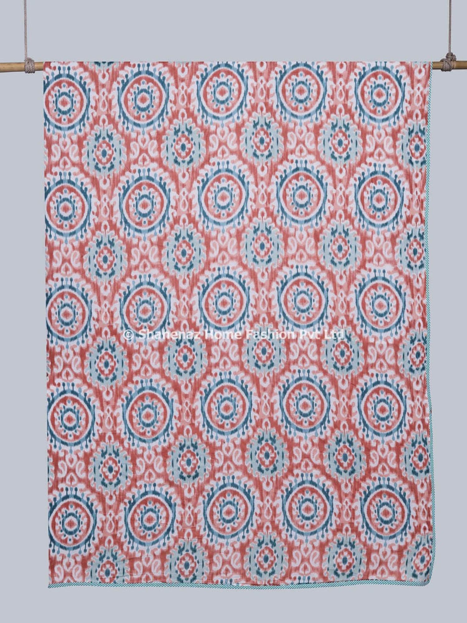 Haus & Kinder Cambric Floral Green & Yellow Cotton Single Reversible Dohar