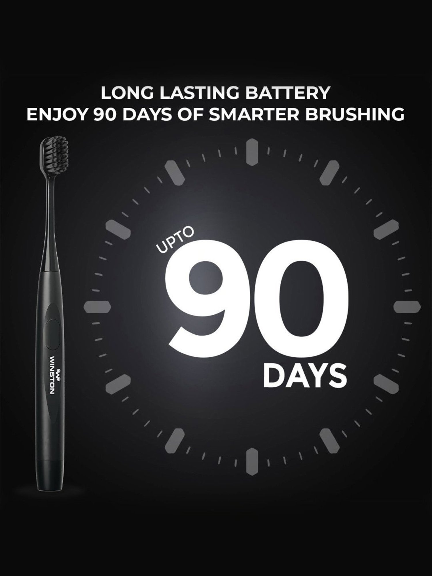 Winston Sonic Electric Toothbrush with Charcoal Bristles AAA Battery Operated (Black)