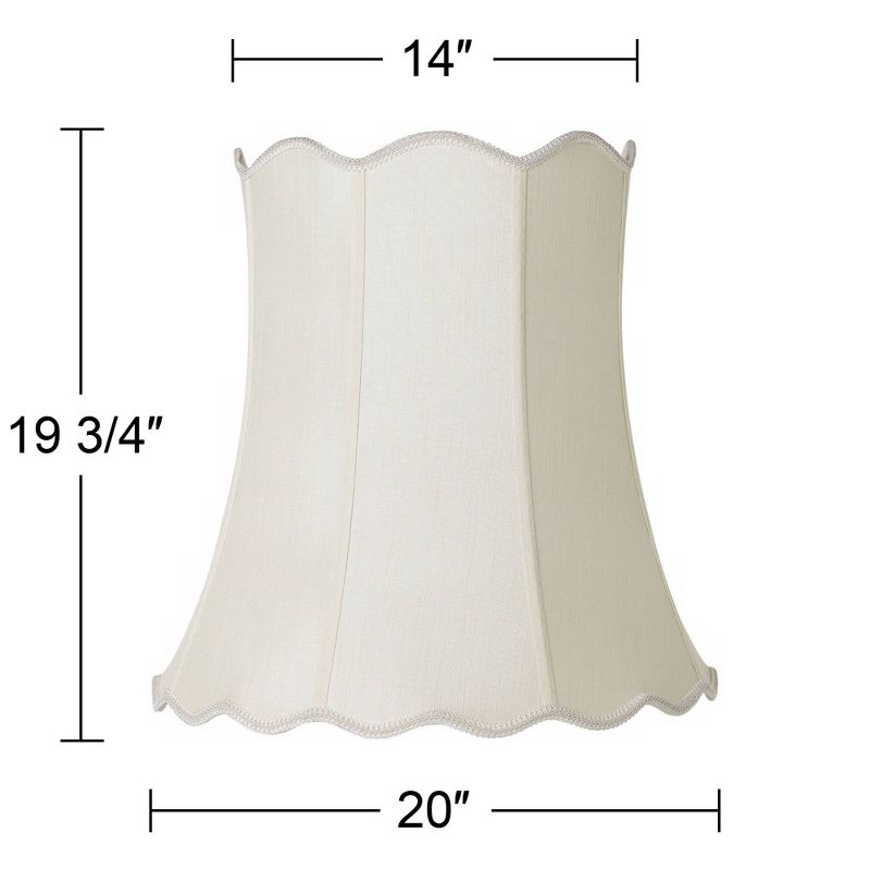 Imperial Shade Creme Large Scallop Bell Lamp Shade 14" Top x 20" Bottom x 20" Slant x 19.75 High (Spider) Replacement with Harp and Finial