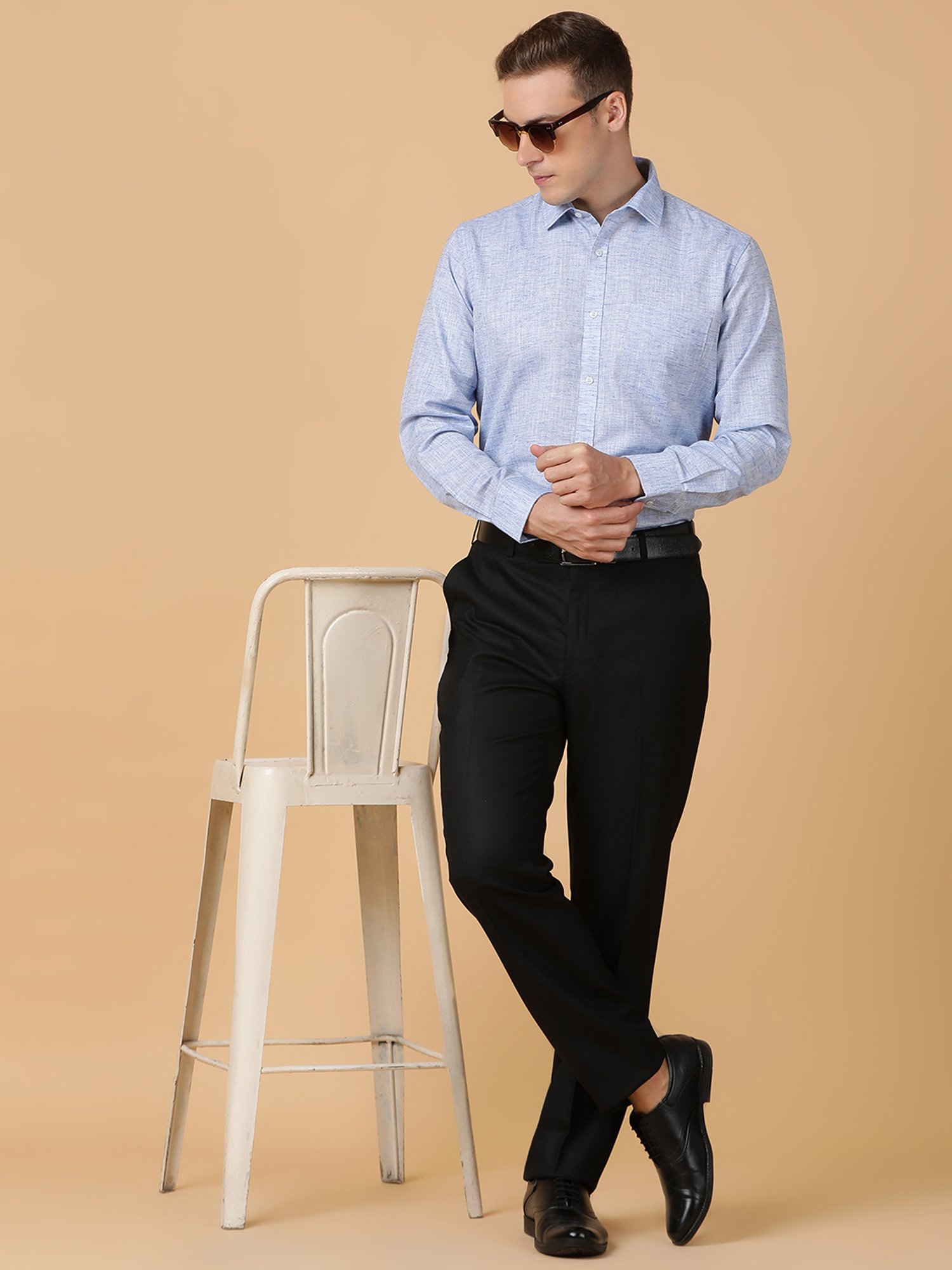 TABARD Blue Melange Regular Fit Shirt