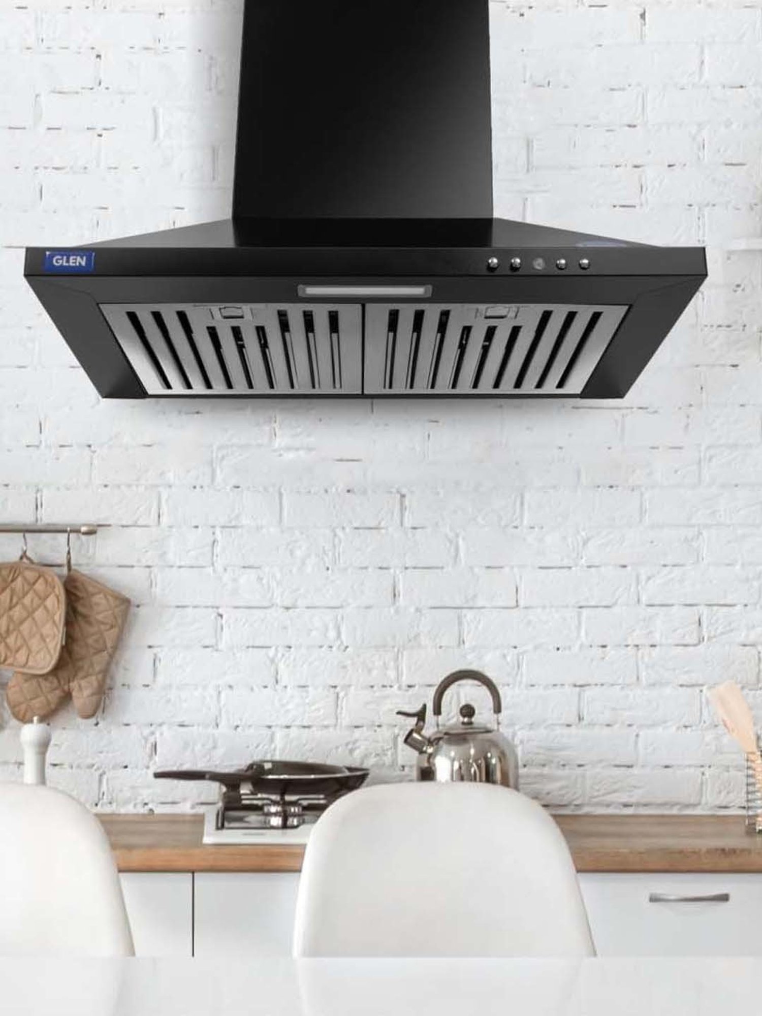 Glen CH6050INBLK60BF 1100CMH 60cm Wall Mounted Chimney (Black)