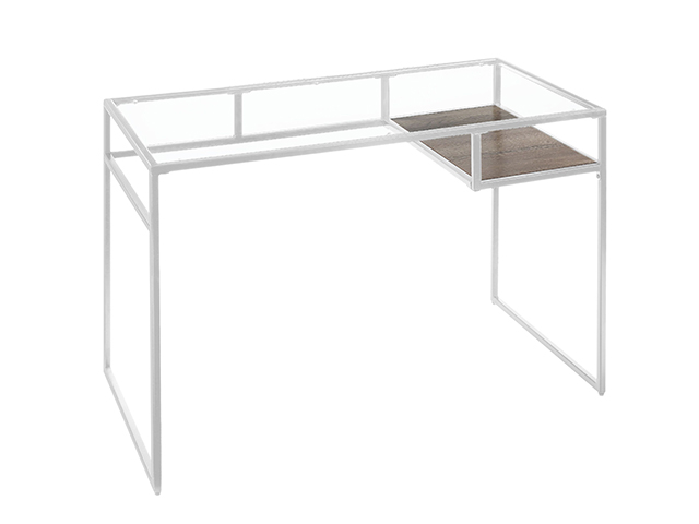 Metal & Glass Top Desk, Home Office Writing Desk, Makeup Table Desk Vanity for Home Decor,Blue,GT116