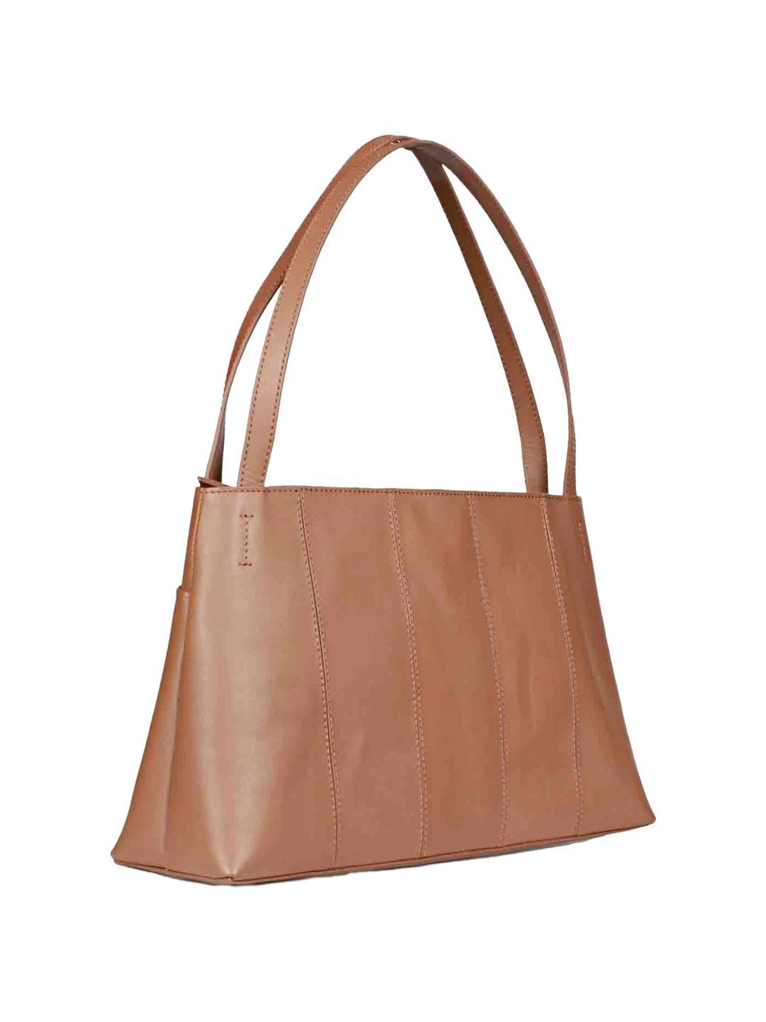 Saint G Tan Solid Medium Handbag