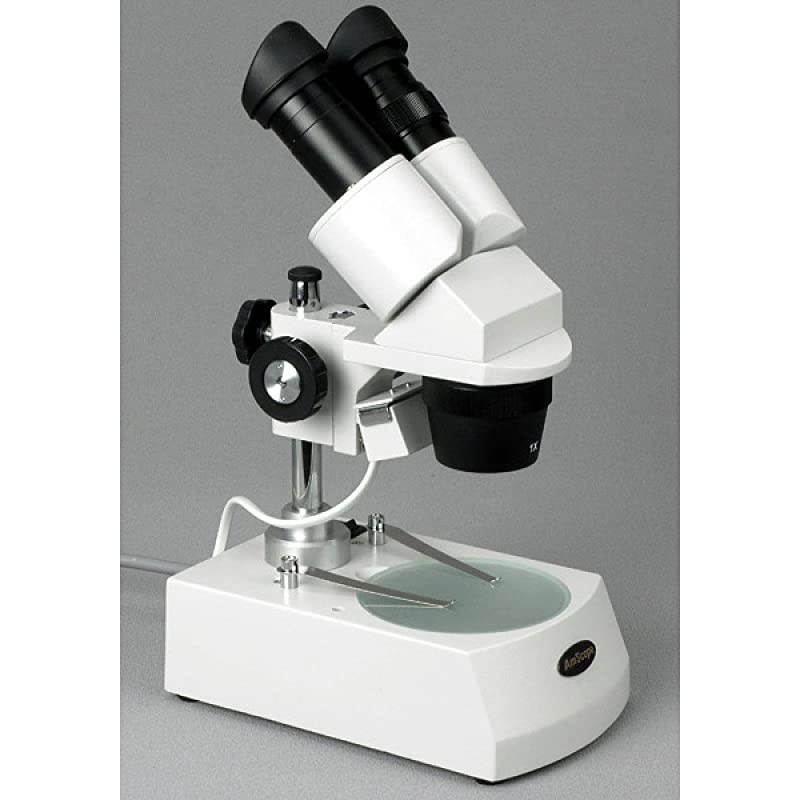 SE306-P Binocular Stereo Microscope, WF10x Eyepieces, 20X and 40X Magnification, 2X and 4X Objectives, Upper and Lower Halogen Lighting, Reversible Black/White Stage Plate, Pillar Stand, 120V