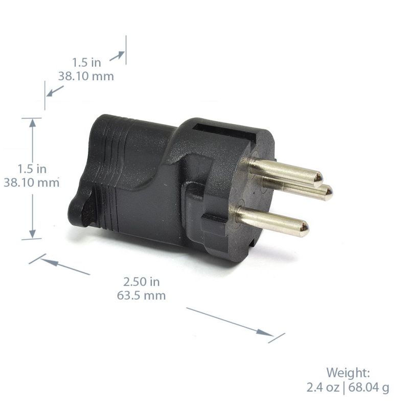 Ceptics Israel, Palestine SI 32 (Type H) Travel Power Plug Adapter Accepts NEMA 5-15R - ETL Certified - Industrial Grade (IG-14)
