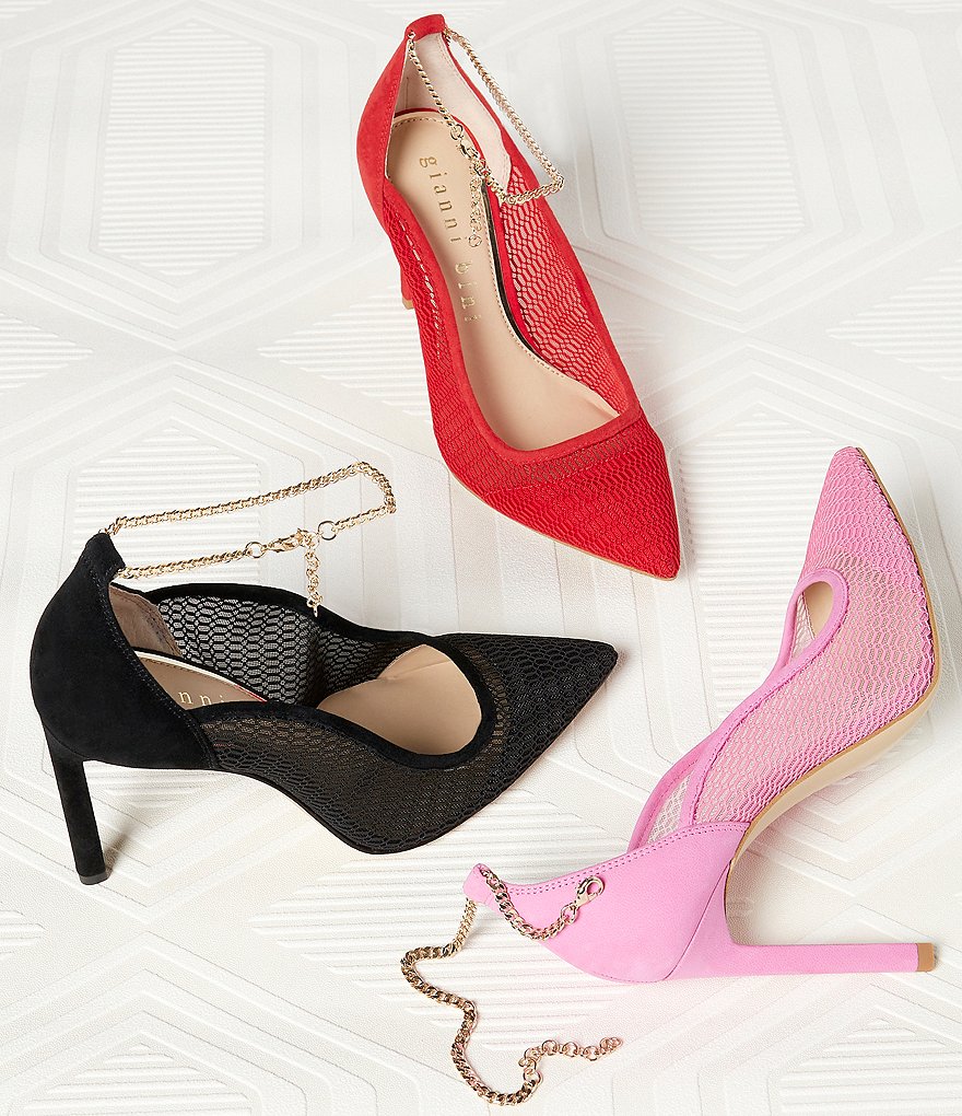 Gianni Bini Sisson Mesh Ankle Chain Pumps