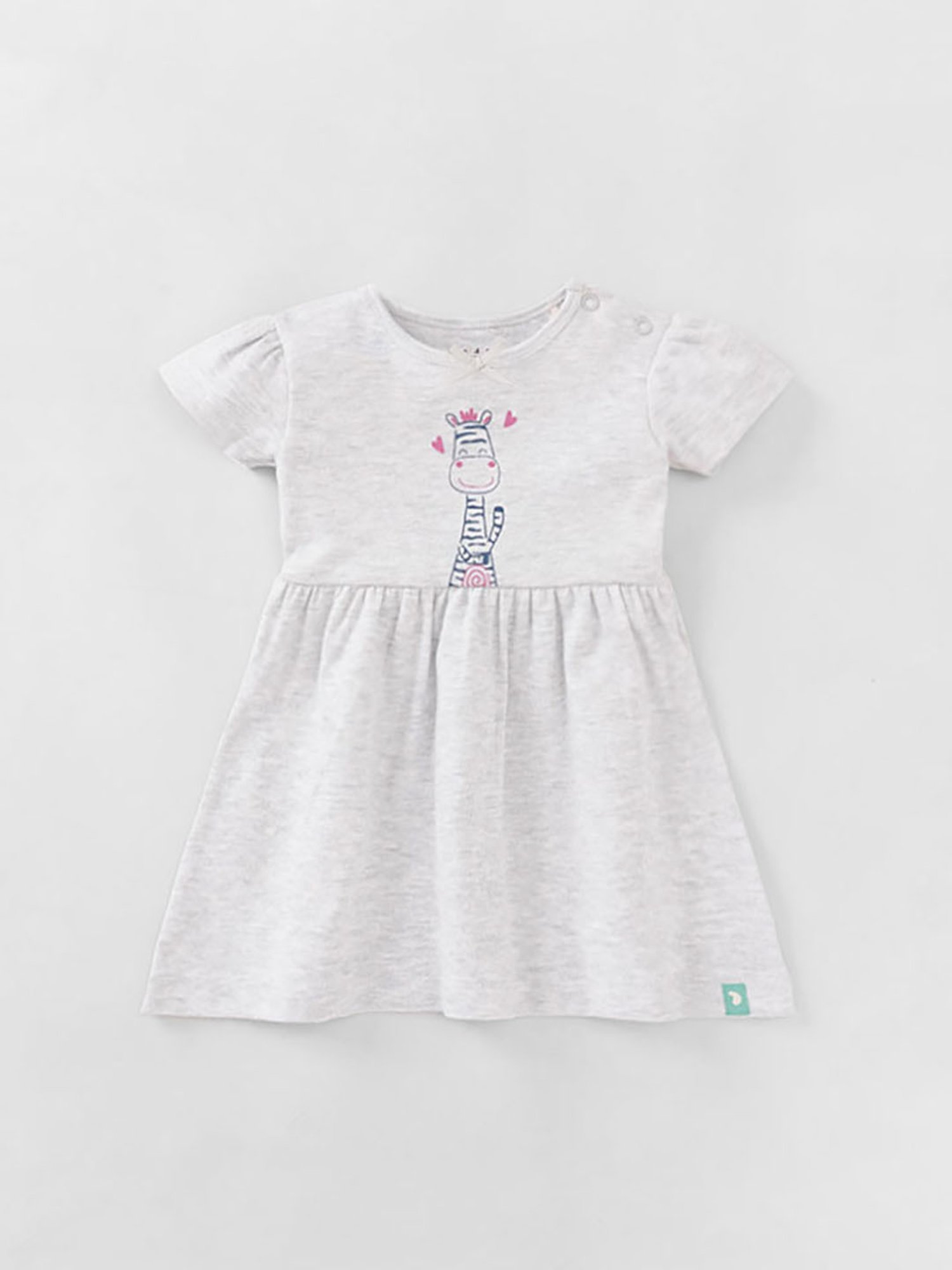 Ed-a-Mamma Baby Peach & Grey Printed Dress (Pack Of 2)