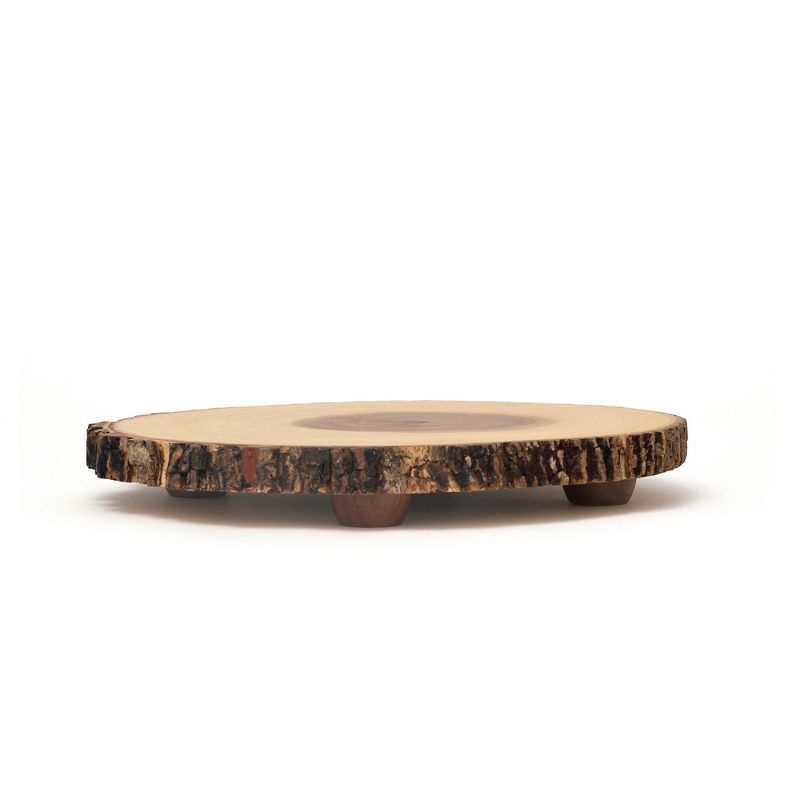 Lipper International 13-15in Acacia Tree Bark Footed Server
