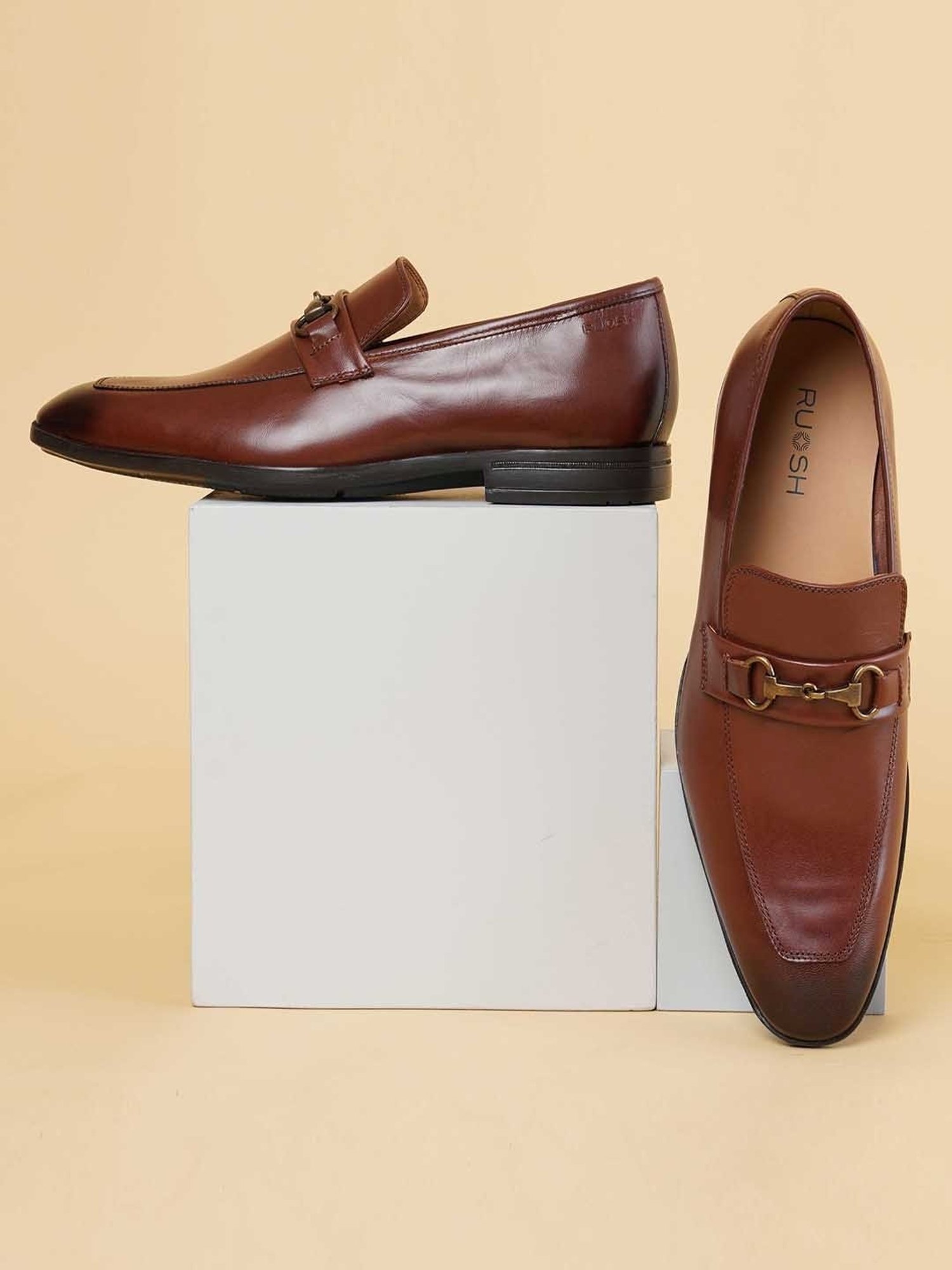 Ruosh Men's Tan Formal Loafers