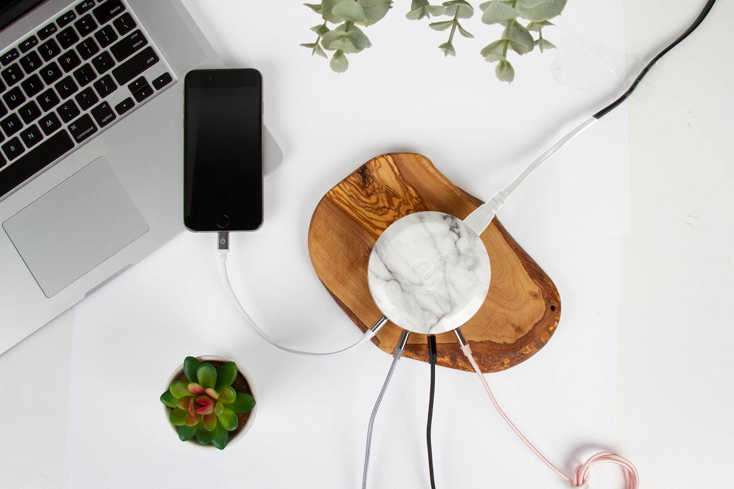 ChargeHub X7 Signature, 7-Port USB Charger Desktop Charging Station - SmartSpeed Technology for iPhone X/8/7/6 Plus, iPad, Galaxy S9/S8/S7, Nexus, LG & Other Devices (Marble)