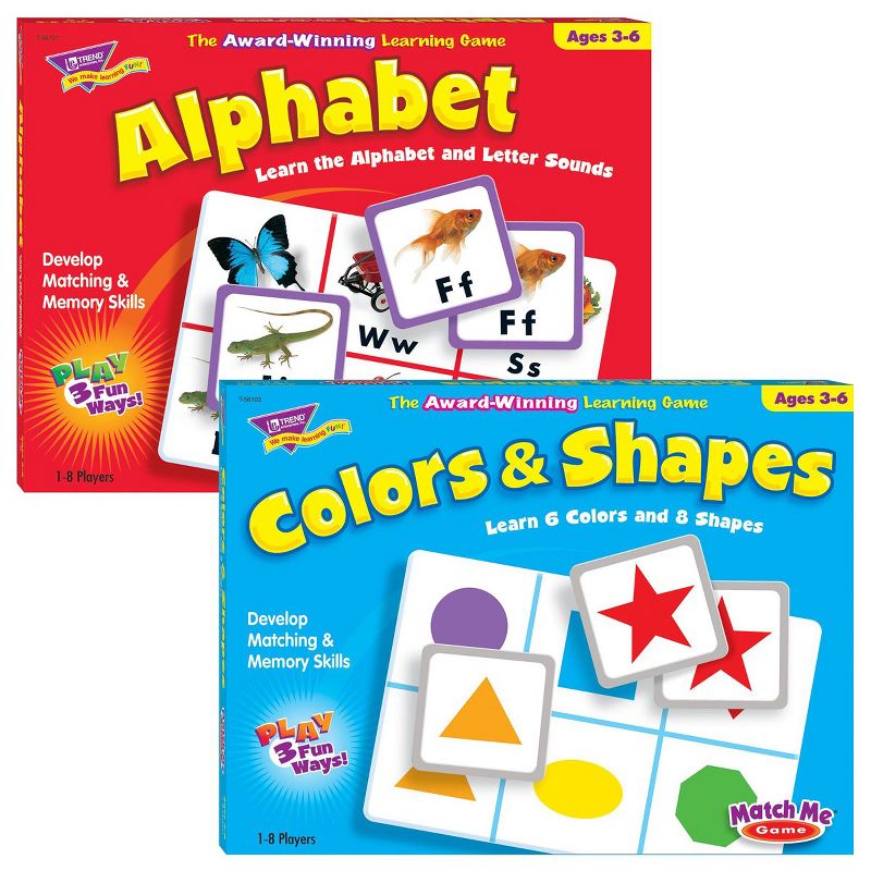 Trend Enterprises Match Me Game Set - Alphabet & Color and Shapes