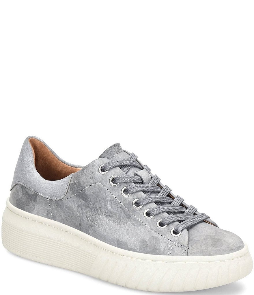 Sofft Parkyn Leather Camo Print Lace-Up Sneakers