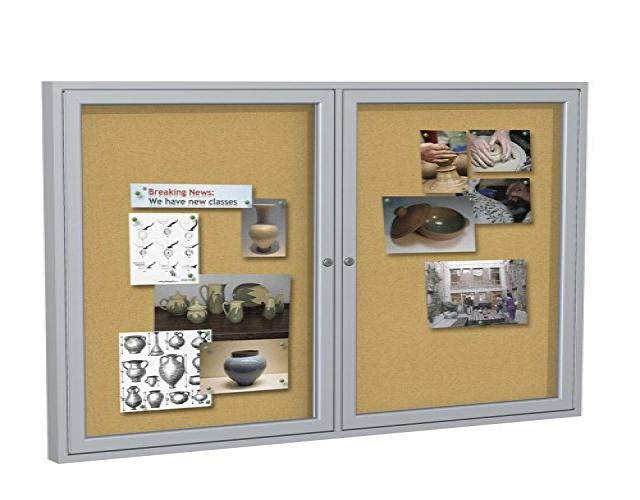 GHENT PA24860K Enclosed Cork Bulletin Board 60x48", 2 Door
