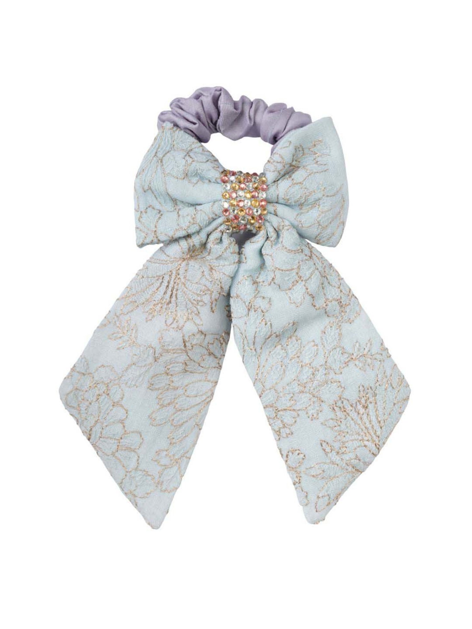 Choko Powder Blue Embellished Scrunchies