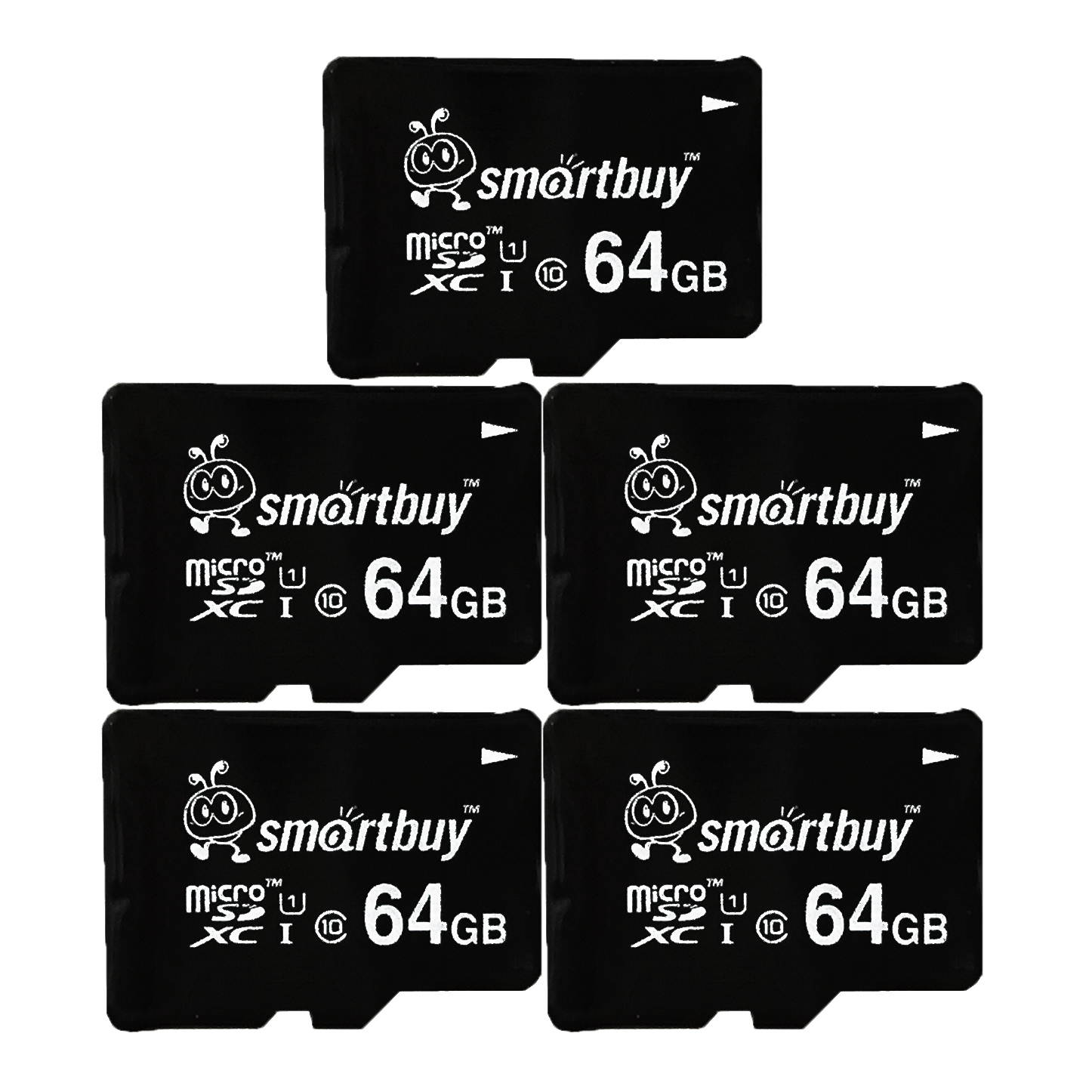 Smartbuy Micro SDXC Class 10 TF Flash Memory Card SD XC C10 Ultra U1 UHS-I HD Fast Speed for Camera Mobile Phone Tab GPS MP3 TV (64GB - 5 Packs)