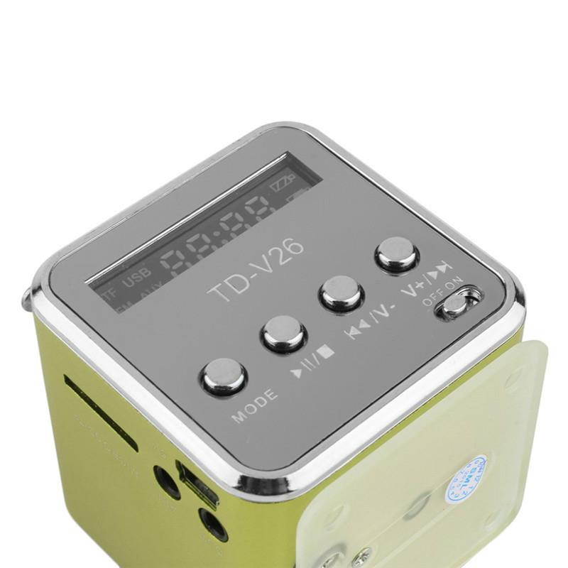 Fineblue Mini Portable Music Speaker TD-V26 Micro SD TF MP3 Player Support FM Radio USB Stereo Speakers for MP4 Computer PC - Green